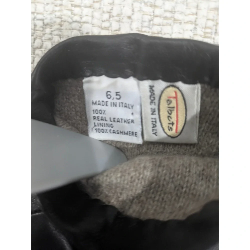 Talbots Womens Dark Brown Italian Leather Cashmere Lined‎ Gloves Size 6.5 Italy